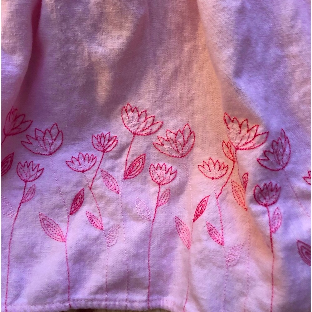 Zoey Soft Pink Floral Embroidery Sleeveless Summer Dress Girl’s Sz 5 Linen Blend - Picture 2 of 12